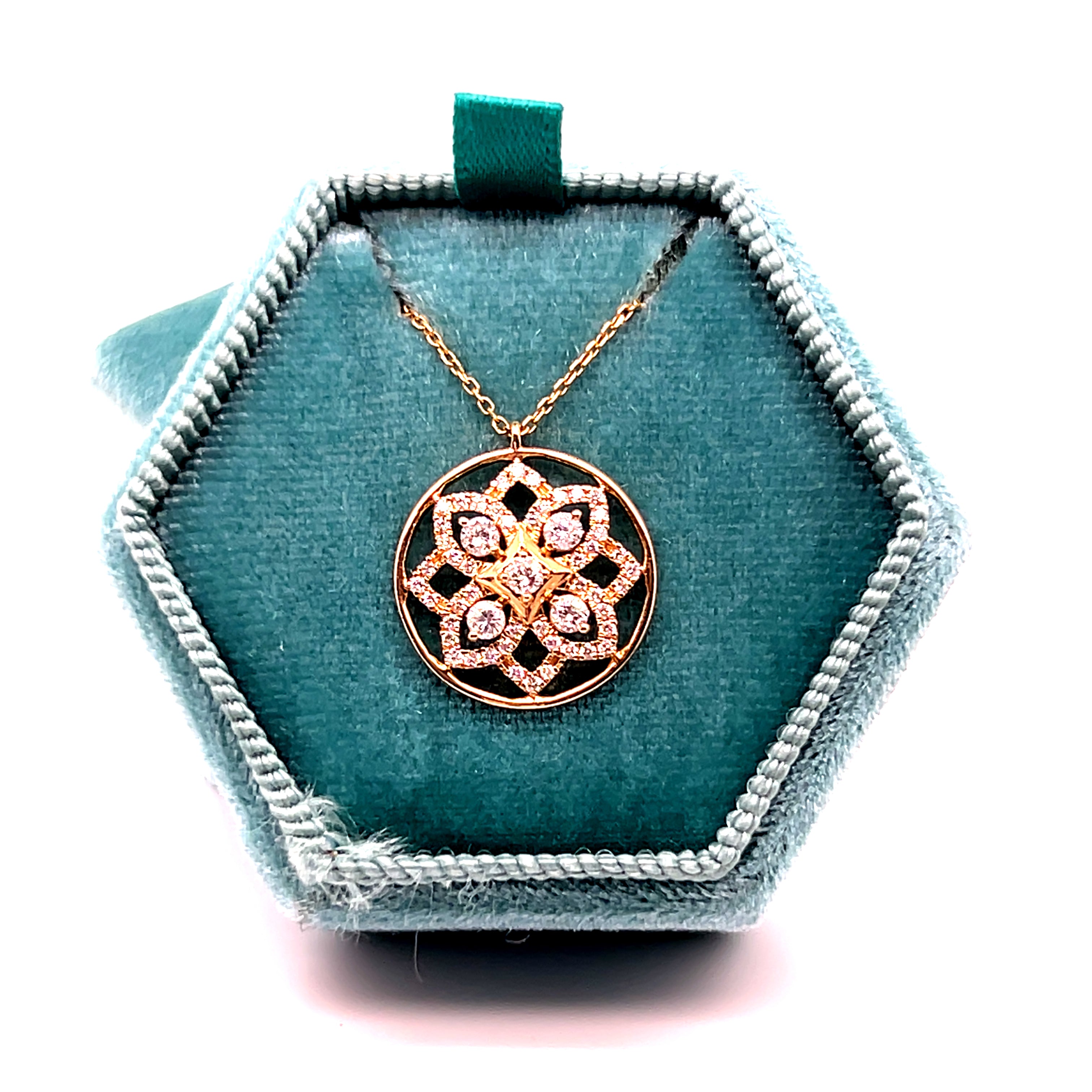 14K Yellow Gold 1/2 Carat Total Weight (53) Diamond Mandala Pendant