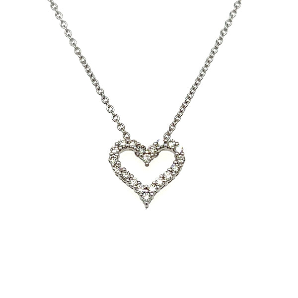14K White Gold 1/4 Carat Total Weight Diamond Heart Pendant