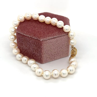 14K Yellow Gold 6mm Freshwater Pearl Bracelet 8"