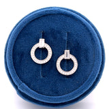 Silver Baguette and Round Cubic Zirconia Earrings