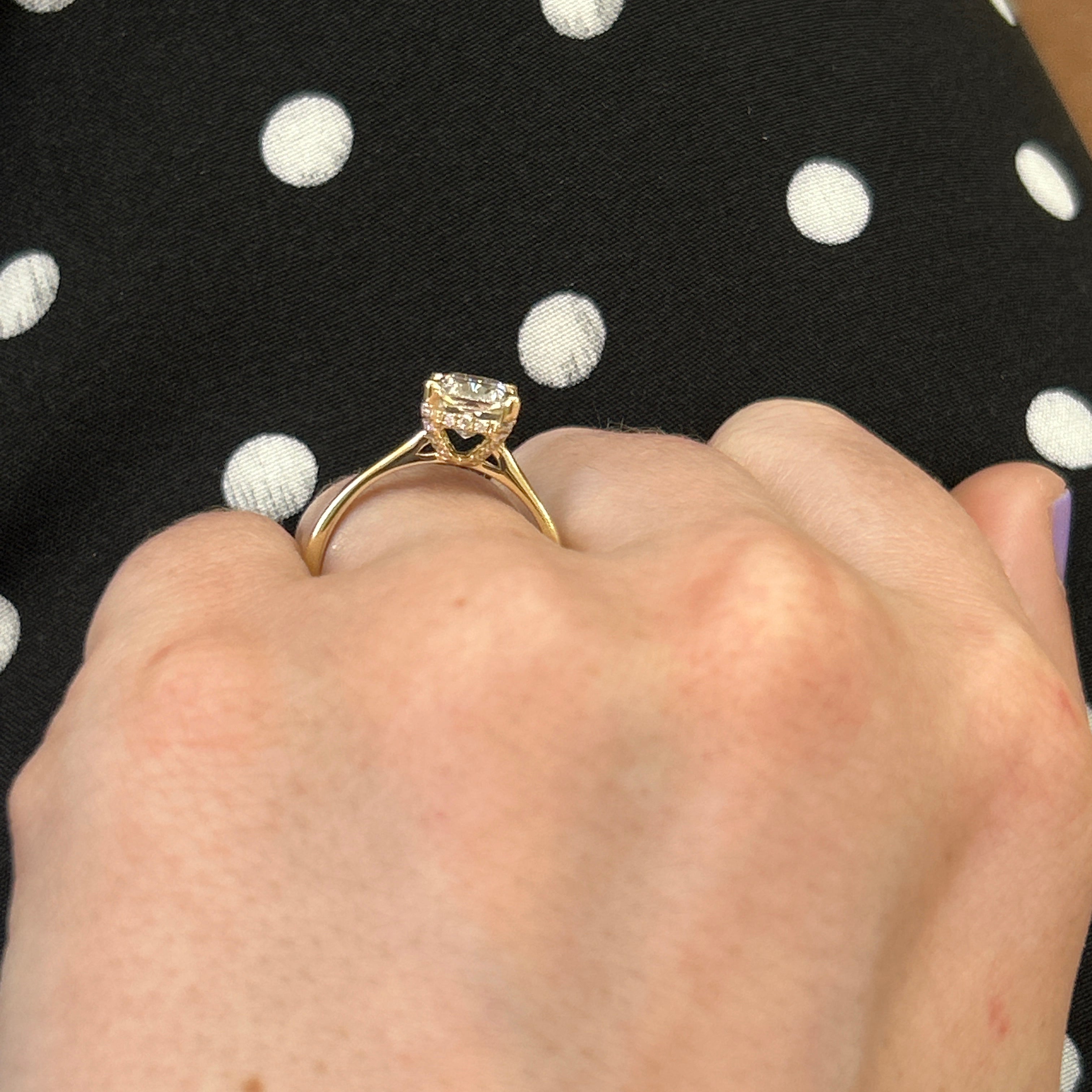 14K Yellow Gold 2.20 Carat Total Weight Lab Grown Diamond Hidden Halo Engagement Ring