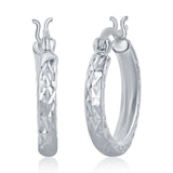 Sterling Silver Small Diamond Cut Hoop Earrings