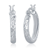 Silver Small Diamond Cut Hoop Earrings