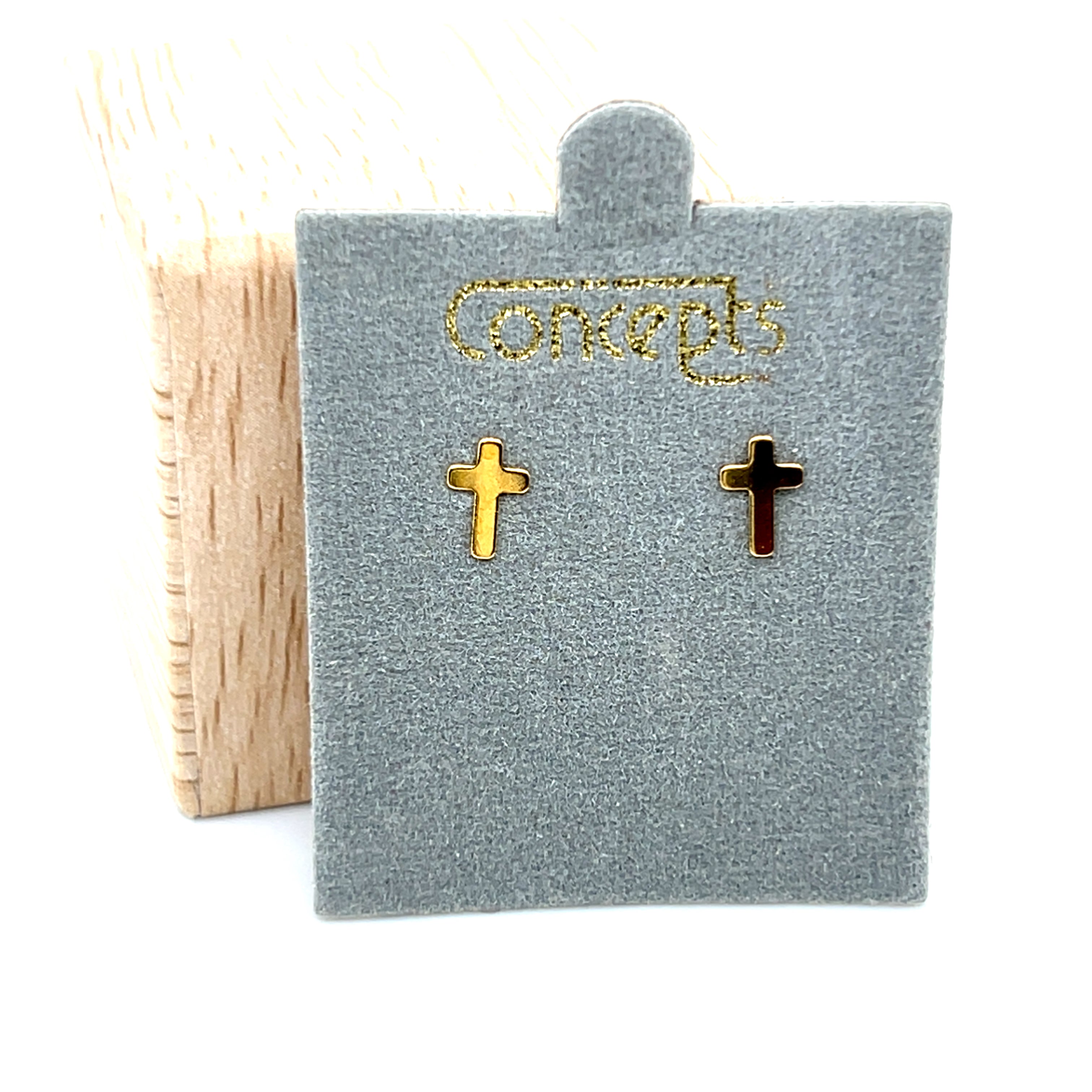 Concepts Gold-Tone Baby Cross Allergy Free Earrings