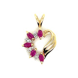 14K Yellow Gold .55 Carat Total Weight Ruby & Diamond Heart Charm