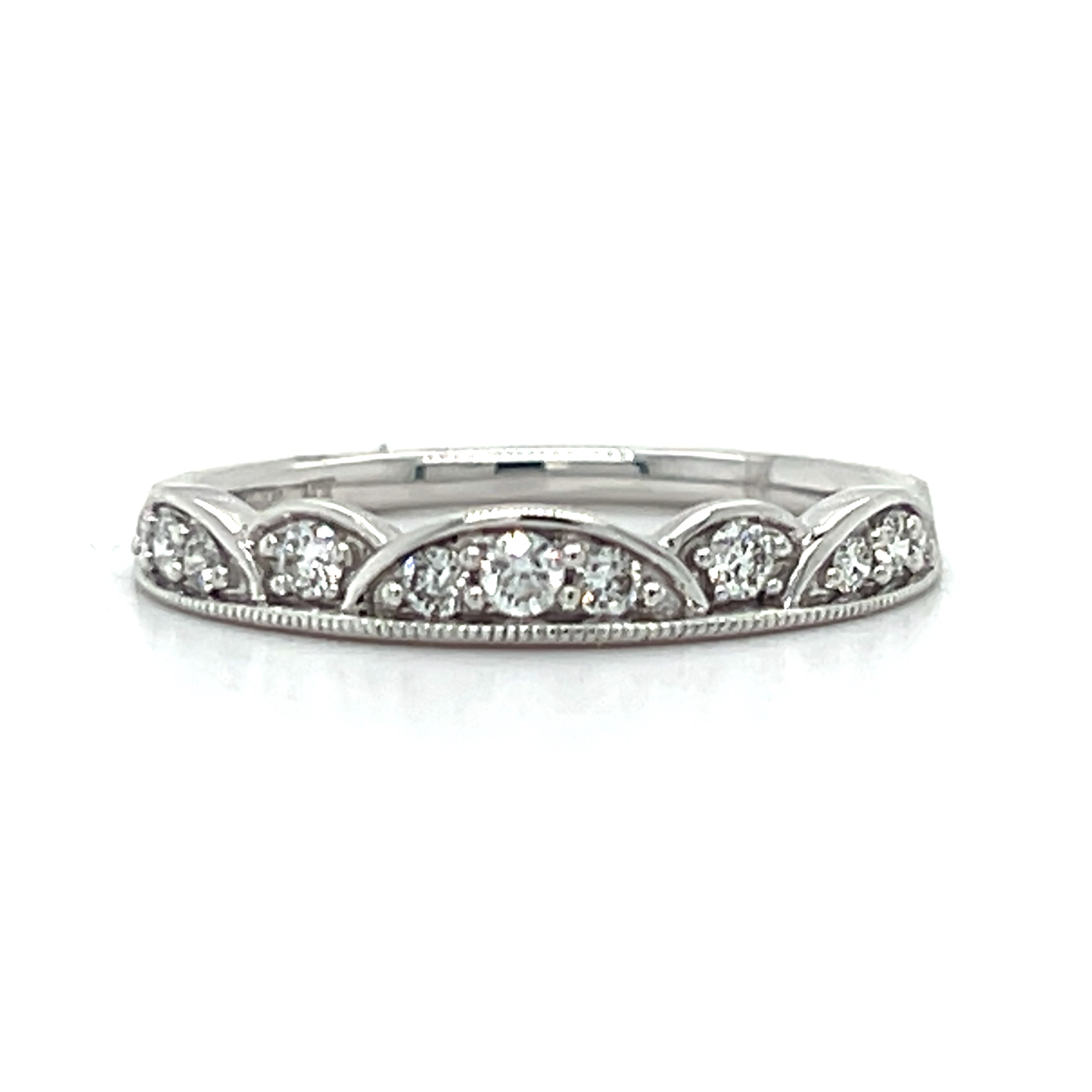 White Gold Round Diamond Crown Band Ring