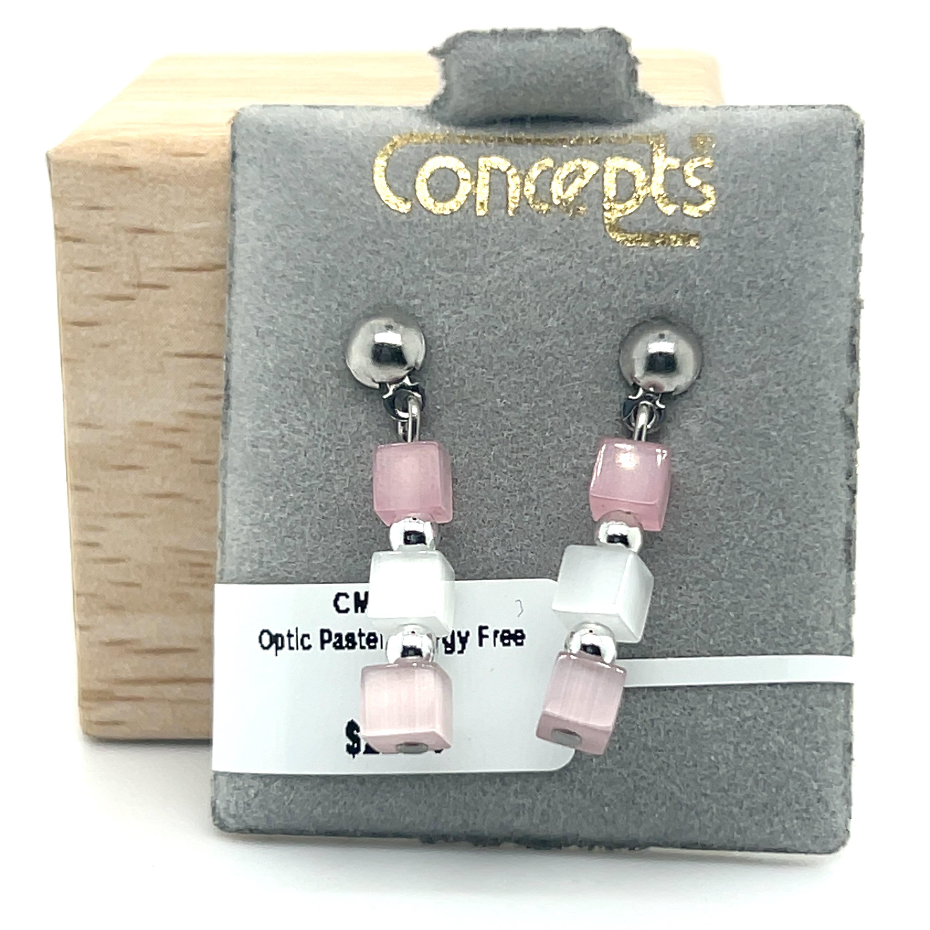 Optic Pastel Pink Dangle Allergy Free Earrings