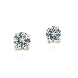Sterling Silver Gold Tone 6mm Clear Cubic Zirconia Stud Earrings