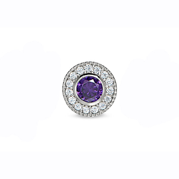 Kelly Wtaers Sterling Silver Pendant Charm Featuring a Simulated February Birthstone