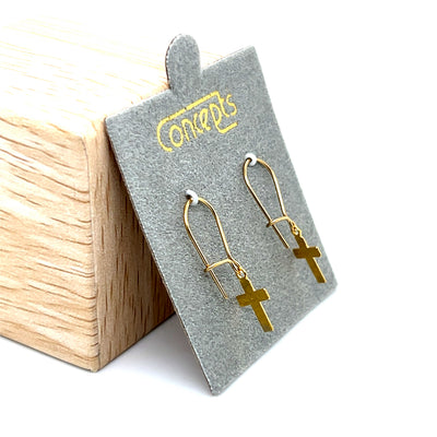 Concepts Gold-Tone Cross SK Allergy Free Earrings
