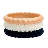 Ladies Silicone 2mm Band Pearl Twist Combo 3 Pack Size 5