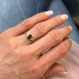14K White Gold 5x7mm 0.66CT Oval Moss Green Tourmaline and 0.06 Carat Total Weight (6) Diamond Ring