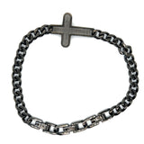 Men’s Gun Plated Stainless Steel Cross Adjustable Bracelet