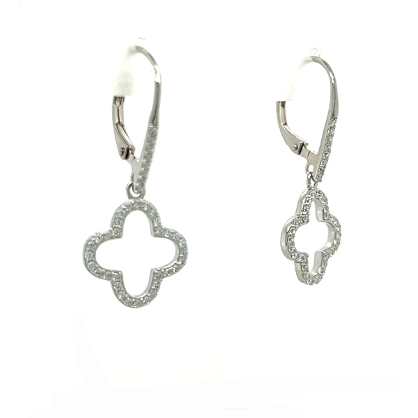 Sterling Silver Cubic Zirconia Van Cleef Style Lever Back Earrings