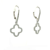 Sterling Silver Cubic Zirconia Van Cleef Style Lever Back Earrings