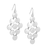 Sterling Silver Polished Multi Connected Discs Fish Hook Earrings
