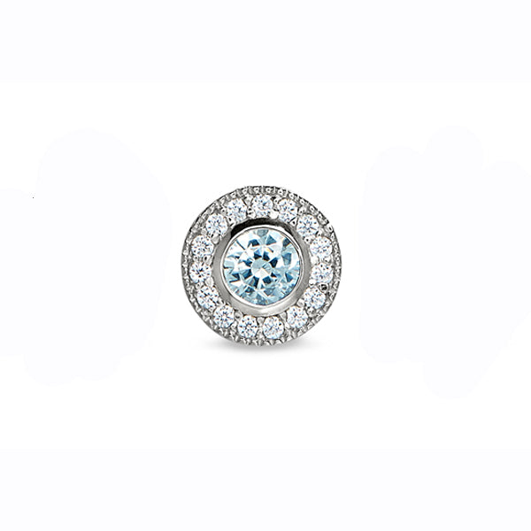 Kelly Waters Sterling Silver Pendant Charm Featuring a Simulated March Birthstone