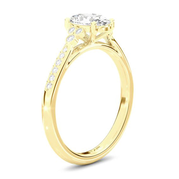 14K Yellow Gold .12 Carat Total Weight VS2-SI1 Clarity, FG Color Diamond 7x5mm Oval Center Semi Mount Bridal Engagement Ring