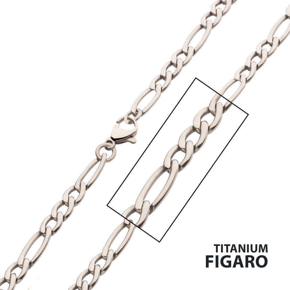 Men’s Titanium 4.7mm Figaro Chain with Lobster Clasp 22"