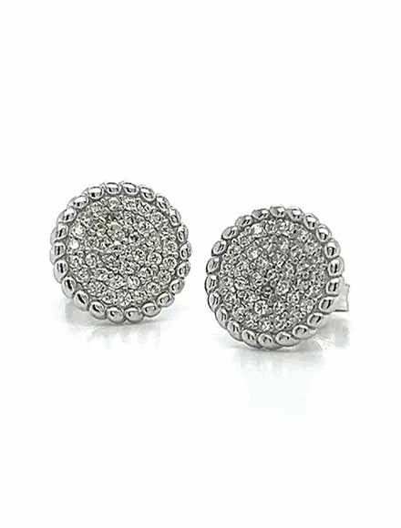 Sterling Silver Pave Circle Cubic Zirconia Stud Earrings